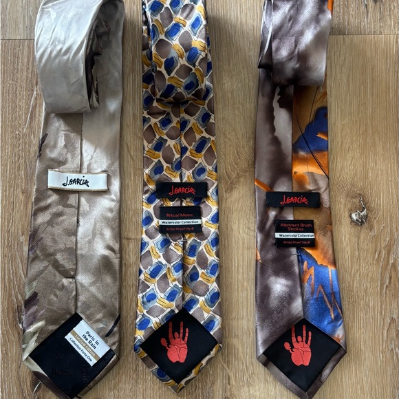 Curated Elegant J. Garcia Men's Ties - set of 3. Multicolor browns, black, gray - Picture 5 of 6